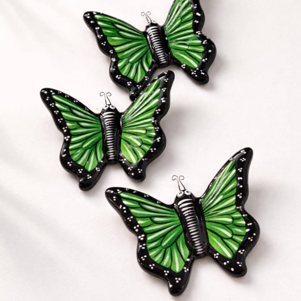 set de mariposas de cerámica - decoración artesanal que llena de vida a tu hogar