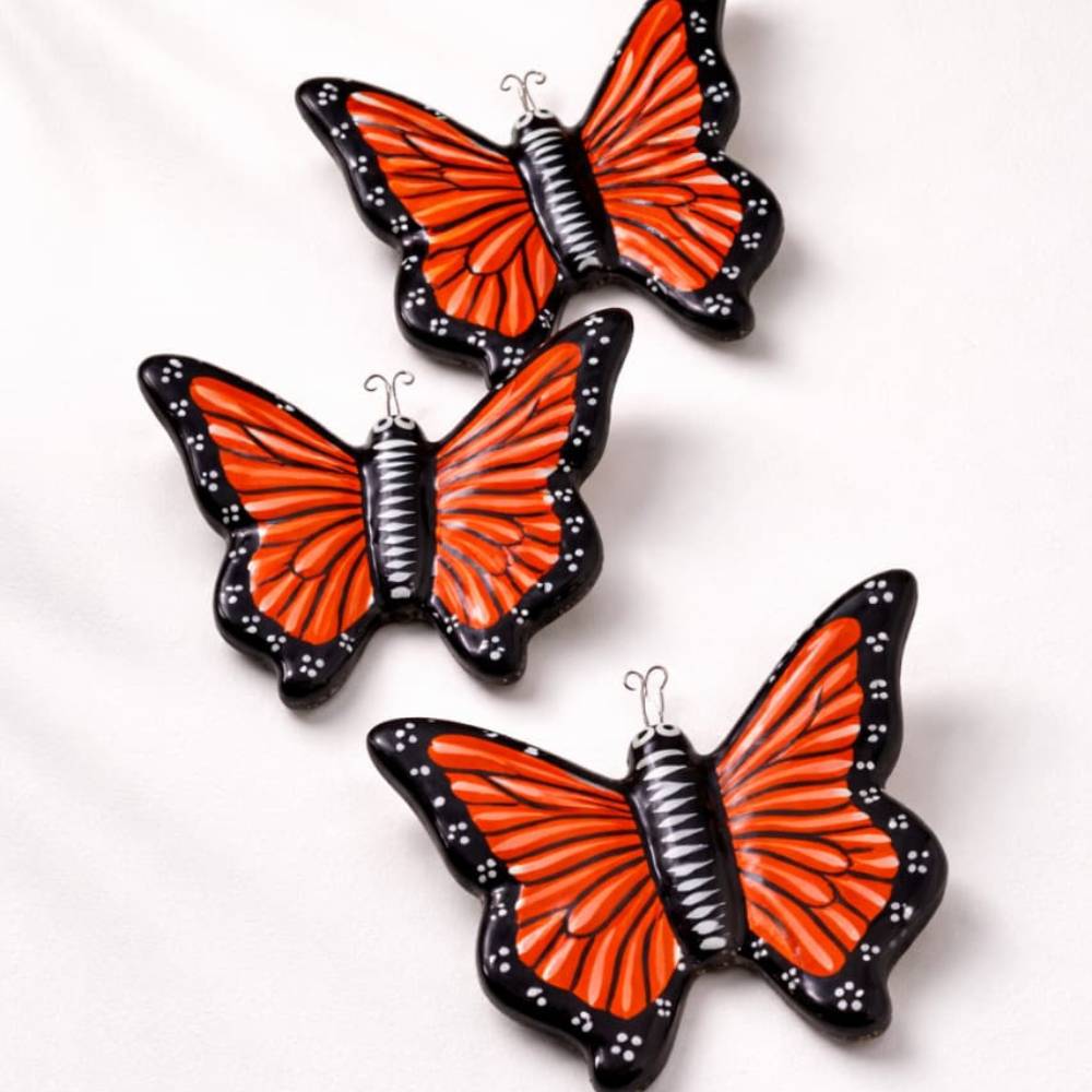 set de mariposas de cerámica - decoración artesanal que llena de vida a tu hogar