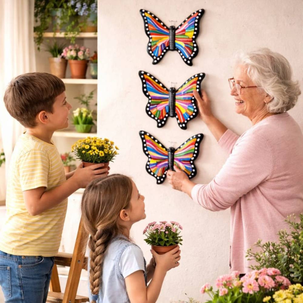 set de mariposas de cerámica - decoración artesanal que llena de vida a tu hogar