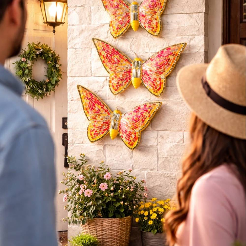 set de mariposas de cerámica con cristales - brillo y elegancia para tu hogar