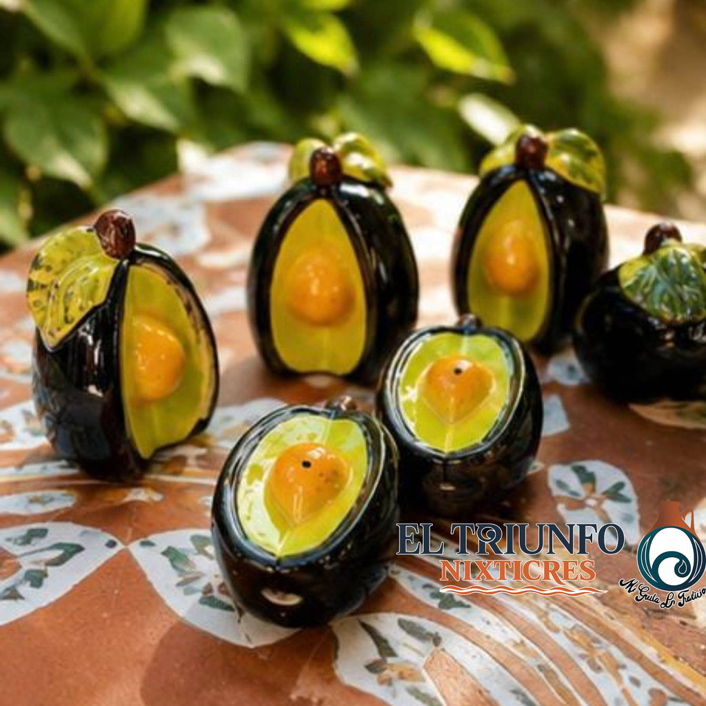 Set de 5 Saleros de Cerámica en Forma de Aguacate | Artesanía Mexicana