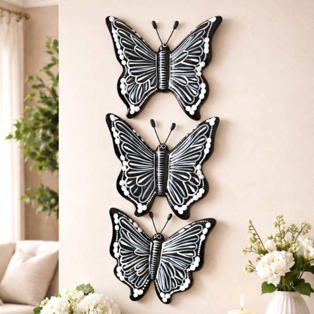 set de mariposas de cerámica - decoración artesanal que llena de vida a tu hogar