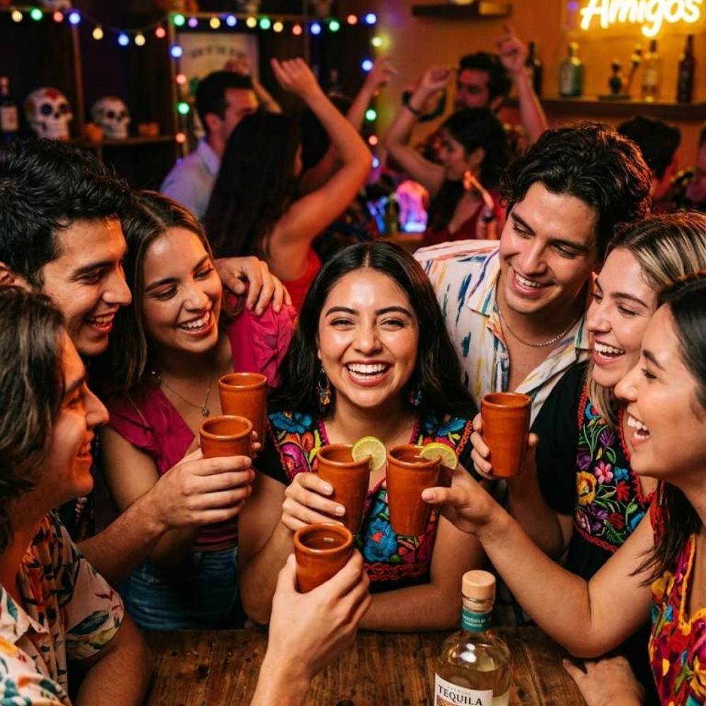 juego de 5 tequileros artesanal de barro