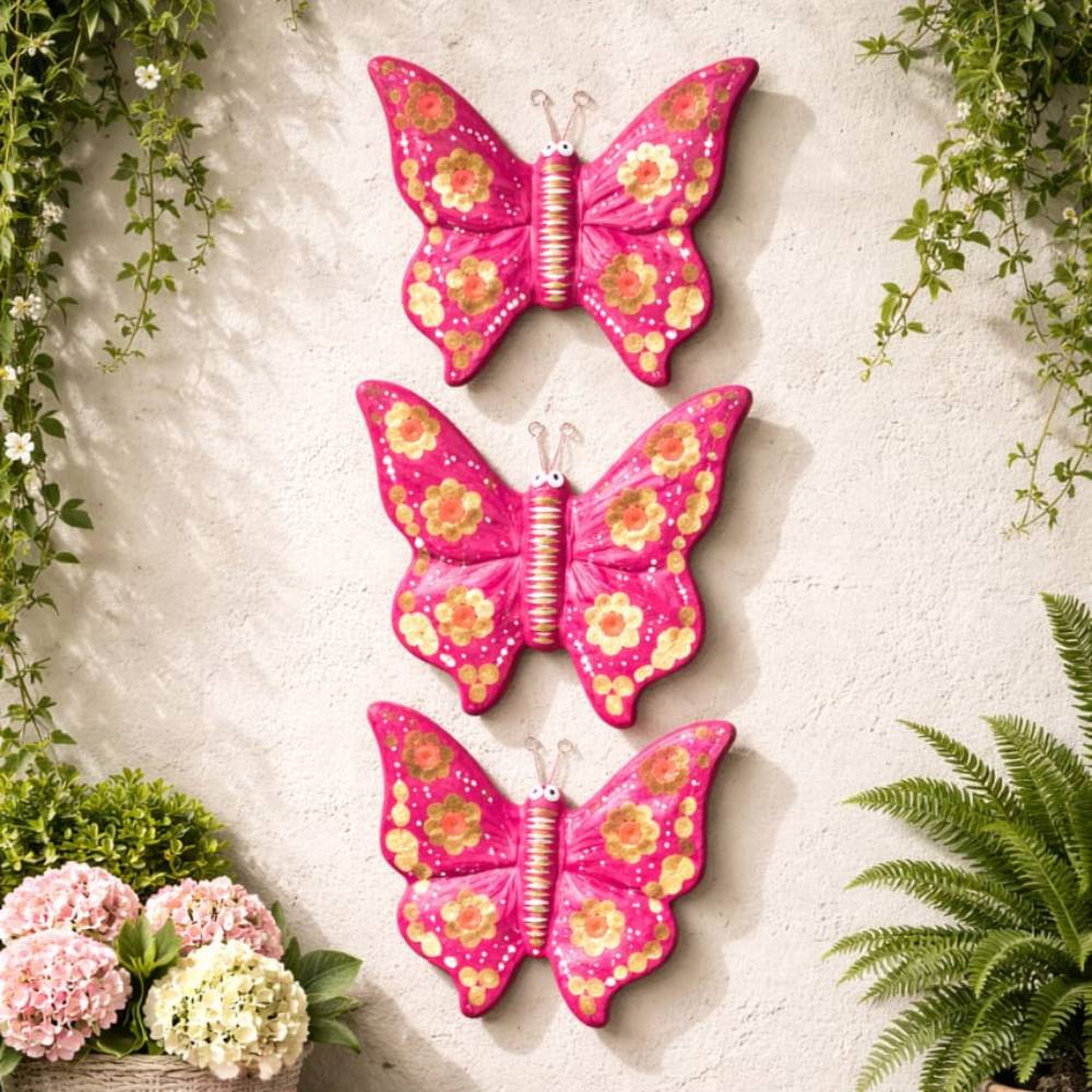 set de mariposas de cerámica - decoración artesanal que llena de vida a tu hogar