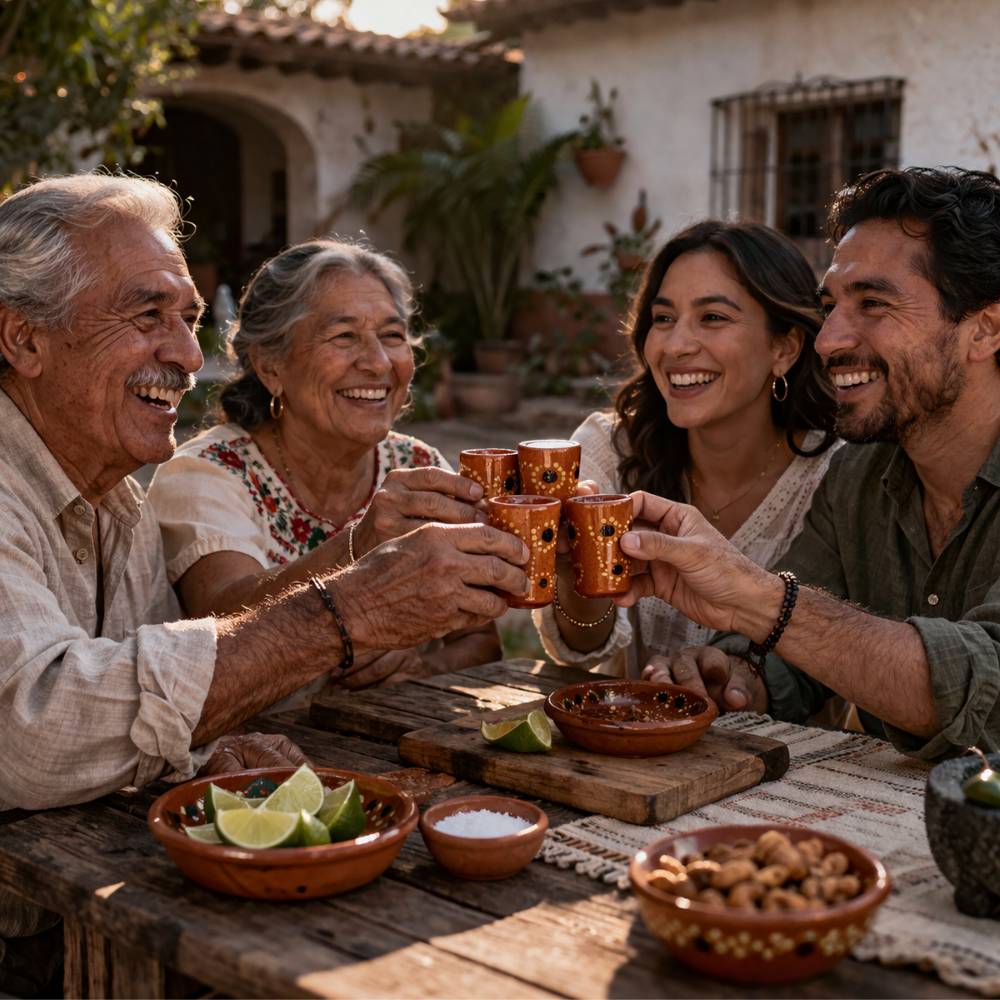 juego de 5 tequileros artesanal de barro